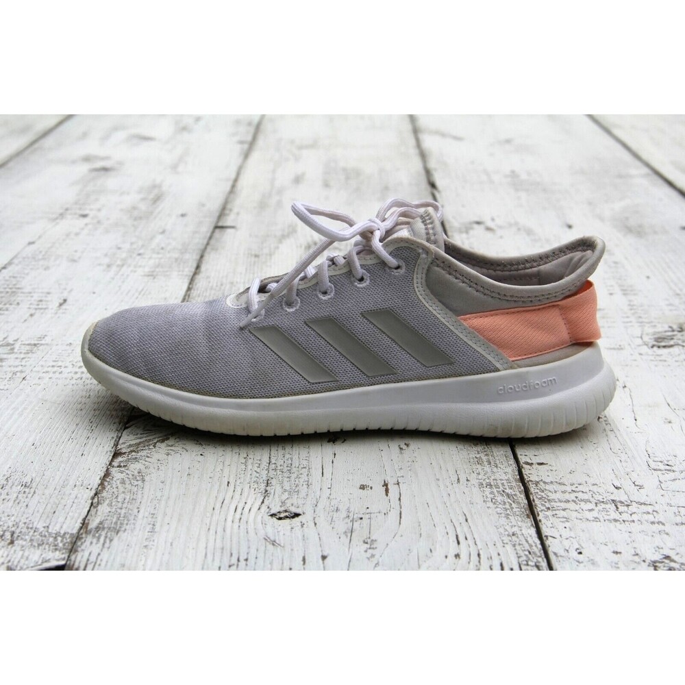 Adidas Cloudfoam QT Flex Running Shoes Gray Peach Pink Mesh Womens Size 7 / 38.5